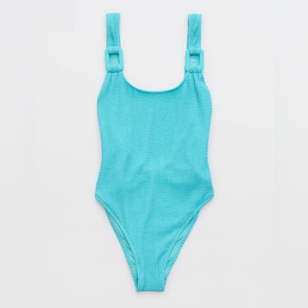NWT Aerie Shimmery Crinkle Birthday Scoop Cheekiest One Piece Springs Size L
